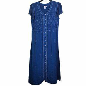 JUST CRUISING - Vintage Bohemian Embroidered Short Sleeves Long Dress